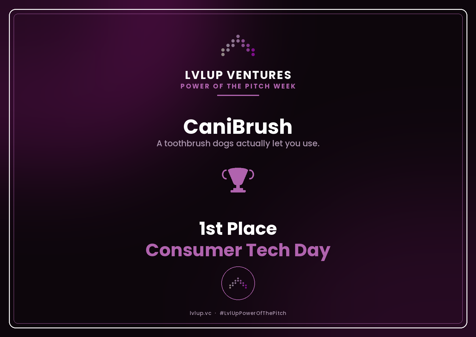 CaniBrush recognized by Lvl Up Ventures